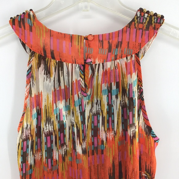 NEW Adiva Boho Sleeveless Top Orange Multicolor Size Small Artsy Bohemian - Picture 9 of 14